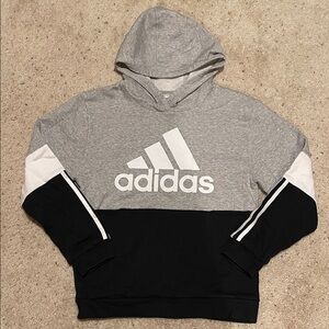 2 TONE ADIDAS HOODIE SWEATER W STRIPES ON SLEEVES SZ S (KIDS XL)